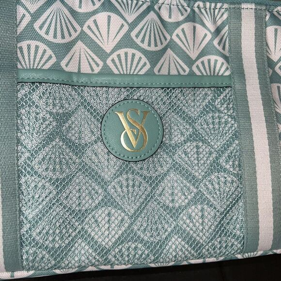 Victoria's Secret 32A BIKINI S high-Waist BOTTOM+COOLER BAG+HAT TEAL GREEN SHELL - Picture 7 of 8